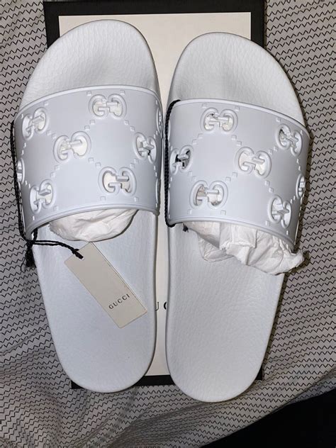 white gucci slides women|gucci slides women's selfridges.